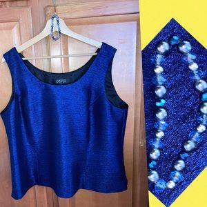 ➕Lot Kasper Top & Bracelet Blue  16 lined pearls